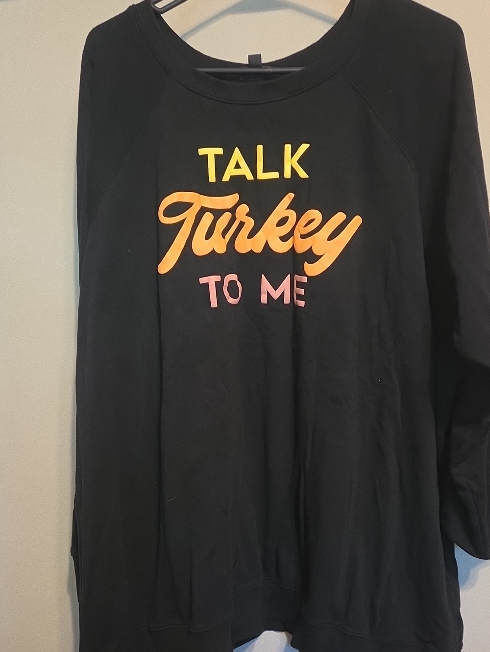 torrid Black Sweatshirt with Yellow Orange Pink 'Talk Turkey' Graphic